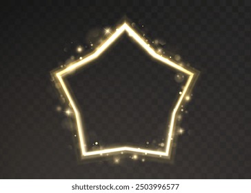 Vektorlichtlinieneffekt des goldenen Sterns. Leuchtender Feuerpfad auf transparentem Hintergrund. Helle runde Linie mit einem positiven Effekt. Goldene Staubsterne light png.