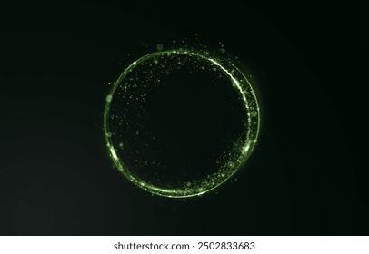 Vector light line effect of green circle. Luminous fire trail on a transparent background. Light round line with an advantage effect. green dust circle light png.

