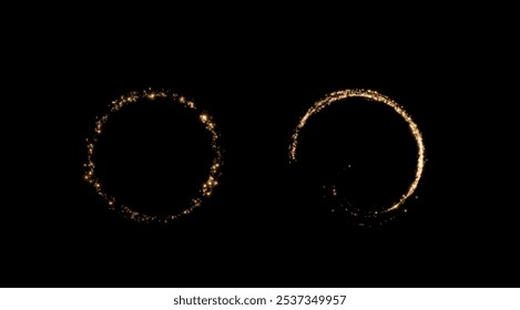 Efecto de línea de luz de Vector de círculo verde. Sendero de fuego luminoso sobre un fondo transparente. Línea redonda ligera con un efecto de ventaja. luz verde del círculo png.