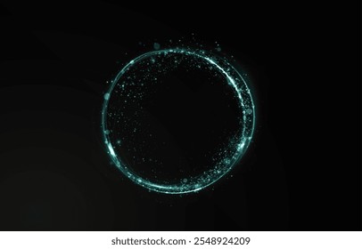 Vector light line effect of green circle. Luminous fire trail on a transparent background. Light round line with an advantage effect. green dust circle light png.