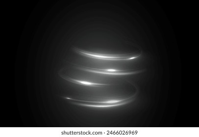 Vector light line effect of white circle. Luminous fire trail on a transparent background. Light round line with an advantage effect. White dust circle light png.

