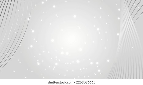 Vector light luxury background. White and shiny silver decor elements. Wavy glowing design. Abstract sparkling backdrop.