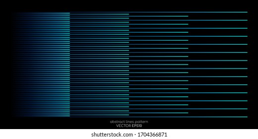 Vector light motion lines faded pattern in blue green colors isolated on black background for concept of speed, fast, technology, digital.