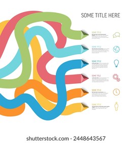 Vector ligero multiusos Infografía Plantilla con opciones de Elementos y gruesas líneas de colores pastel. Infochart multiusos con colores modernos, líneas, iconos y flechas triangulares piramidales