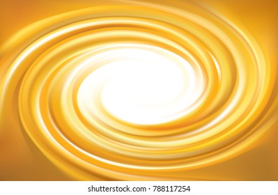 Vector light ocher whirl ripple backdrop with space for text. Beautiful curl fluid surface bright hot amber color. Circle mix of pure fresh sweet carrot, apricot, lemon dessert syrup as eddy caramel Vector light ocher whirl ripple backdrop with space for text. Beautiful curl fluid surface bright hot amber color. Circle mix of pure fresh sweet carrot, apricot, lemon dessert syrup as eddy caramel