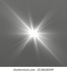 Vector light on isolated transparent background. Rays of light png. Magic glow, white light png