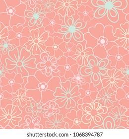 Vector light orange floral seamless pattern background. Perfect for textile, scrapbooking, wallpaper projects.