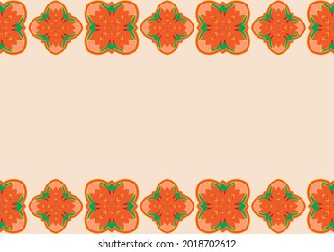Vector light ornamental background with oriental mandala. Ethnic geometric floral horizontal pattern for islam, arabic, indian, turkish motives. 