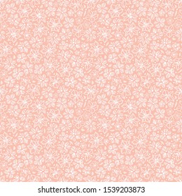 Vector light pink hand drawn flower repeat pattern. Suitable for gift wrap, textile and wallpaper. Suitable for stationary, hoem decor and scrapbooking. Surface pattern design.