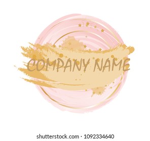 Vector light pink pastel acrylic brush strokes, delicate textures for logo, decoration, wedding invitation. 