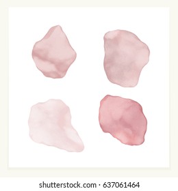 Vector light pink watercolor spots. Stained petals. Hand painted circles collection.