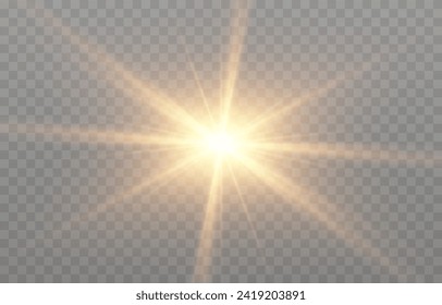 Png de luz vectorial. Brillo luminoso realista de luz png. Sol, rayos solares.