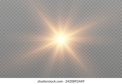 Png de luz vectorial. Brillo luminoso realista de luz png. Sol, rayos solares.