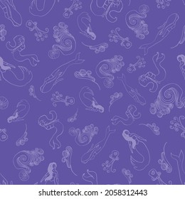 Vector Light purple Mermaids swimming underwear background pattern
