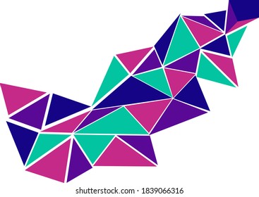 Fondo geométrico abstracto vectorial rojo, azul, verde y violeta y color blanco moderno, fondo nuevo. Fondo geométrico en estilo Origami con gradiente.