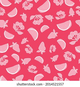Vector Light red Summer fruits doodle background pattern