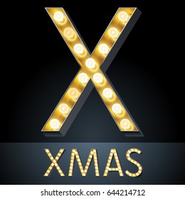 Vector light up retro styled alphabet. Letter X