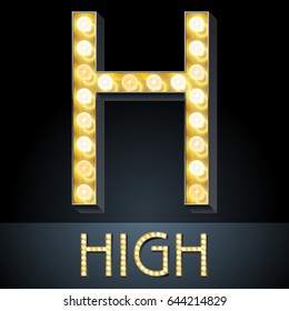 Vector light up retro styled alphabet. Letter H