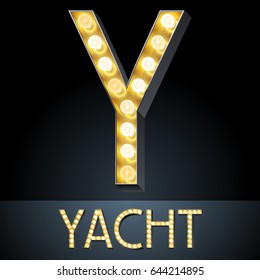 Vector light up retro styled alphabet. Letter Y