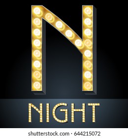 Vector light up retro styled alphabet. Letter N