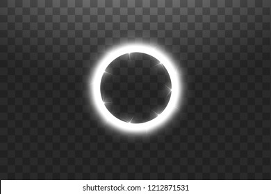 Vector light ring. Round shiny frame with lights dust trail particles isolated on transparent background.