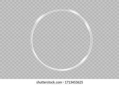 Vector light ring. Round shiny frame with lights dust trail particles isolated on transparent background. Magic concept