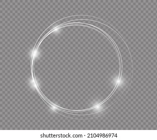 Vector light ring. Round shiny frame with lights dust trail particles isolated on transparent background. Magic concept - Vector