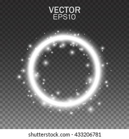 Vector light ring. Round shiny frame. Vector glowing light effect.