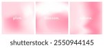 Vector light rose pink square gradient background. Set of 3 square pastel aesthetic minimal bg. Abstract soft texture. Wave gradation pattern. Modern design for wedding, poster, social post and cover