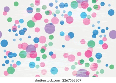 Vector light seamless background with multicolored translucent balls in grunge style