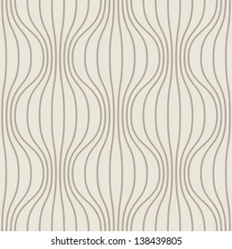 Vector light seamless pattern with waves of thin lines. Traditional geometric decorative background with optical effect of volume. Simple abstract ornamental gray illustration with texture of covering