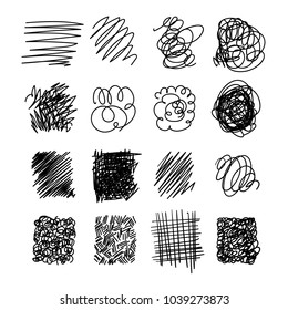 Vector light set of hand drawn scribble line shapes. Logo design elements