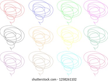 Vector light set of hand drawn scribble line shapes. Scribble brush strokes set. Logo design elements. Chaos doodle pattern. Vector illustration Isolated on white background