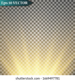 Vector light sources, concert lighting, stage spotlight set. Concert floodlight with beam, illuminated floodlights for web design illustration.