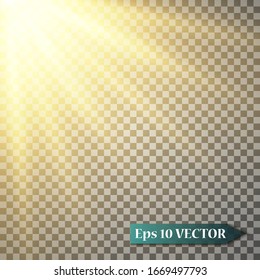 Vector light sources, concert lighting, stage spotlight set. Concert floodlight with beam, illuminated floodlights for web design illustration.