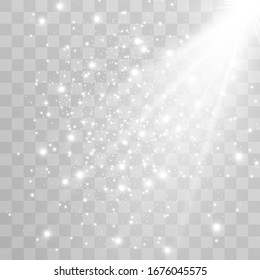 Vector light sources, concert lighting, spotlights set. Concert spotlight with beam, illuminated spotlights for web design illustration.