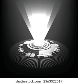 Vektorlichtquellen, Konzertbeleuchtung, Bühnenleuchten. Konzertfoto mit Balken, beleuchtete Scheinwerfer für Webdesign-Illustration.