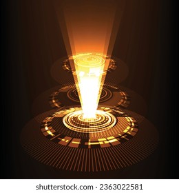 Vector light sources, concert lighting, stage spotlights set. Concert spotlight with beam, illuminated spotlights for web design illustration.