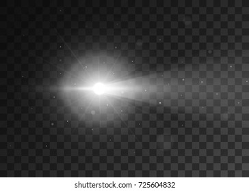 Vector light sources, flashlight. Isolated on black transparent background. Vector illustration, eps 10.
