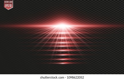 Vector light special effect. Luminous stripes on a transparent background.