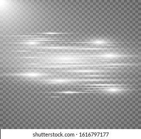 Vector light special effect. Luminous stripes on a transparent background.