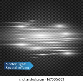 Vector light special effect. Luminous stripes on a transparent background.