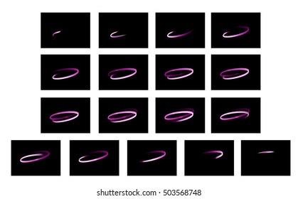 Vector light trace effect. Animation of fly sparkling flash lights.