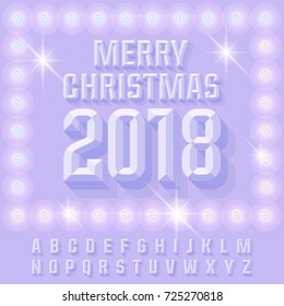 Vector light up vintage Christmas 2018 greeting card with Alphabet