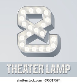 Vector light up white alphabet, Theater lamp graphic font. Symbols 4