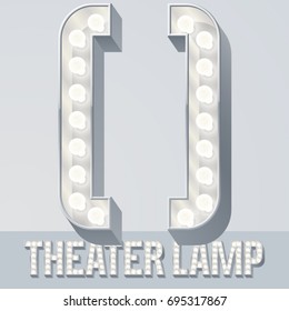 Vector light up white alphabet, Theater lamp graphic font. Symbols 3