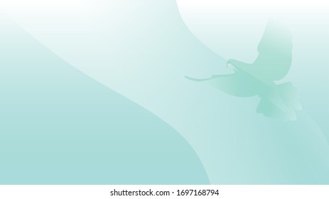 Vector light-blue blurry background. Wavy diagonal background with a dove
