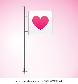 Vector lightbox with a pink heart in the frame. Romantic concept, vector illustration.