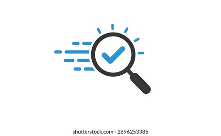 Vetor da lâmpada se move rapidamente com marca de seleção. Símbolo das pontas superiores