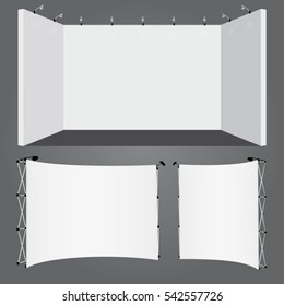 Vector Lighted Plasterboard And Display Stand Ready For Use As Trade Booth Mockup Elements